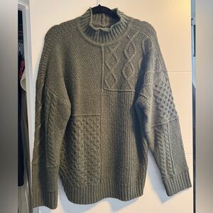 American Eagle Mock Neck Army Green Sweater